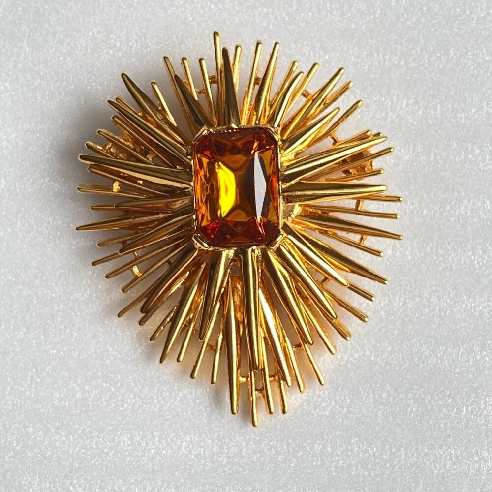 Vintage Premier Designs Gold Starburst Brooch Pendant​